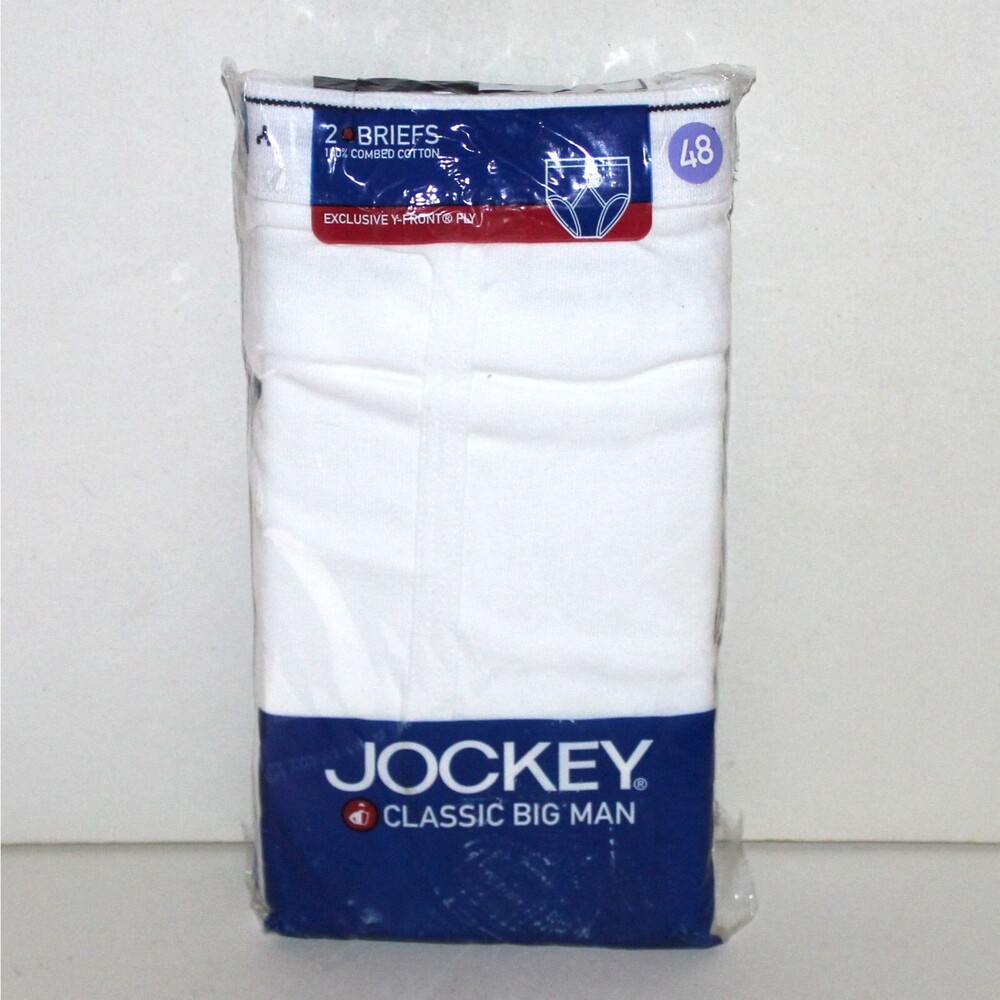 Pack 2 Underwear Jockey Classic Big Man white Briefs Size 48 100% cotton 3xl